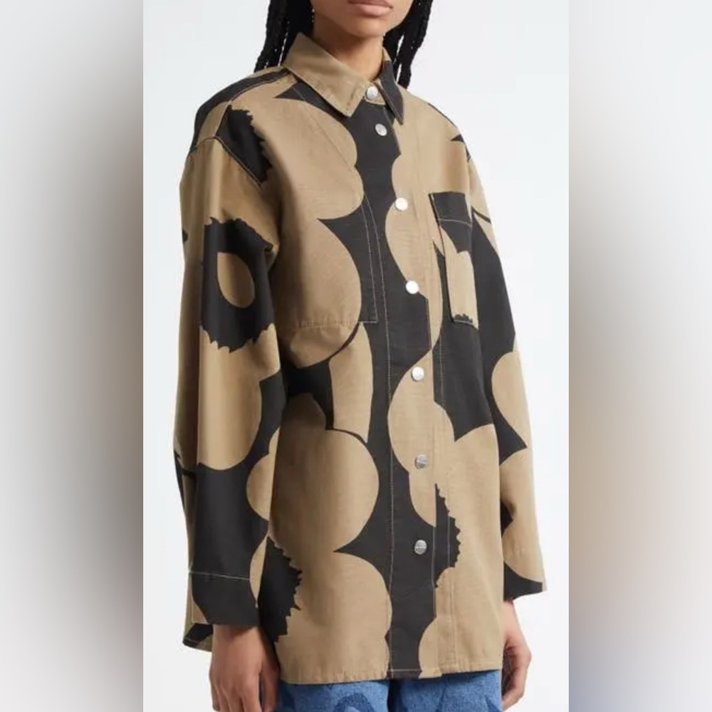 Marimekko Abstraktio Unikko cotton shirt jacket with snap buttons Size 44